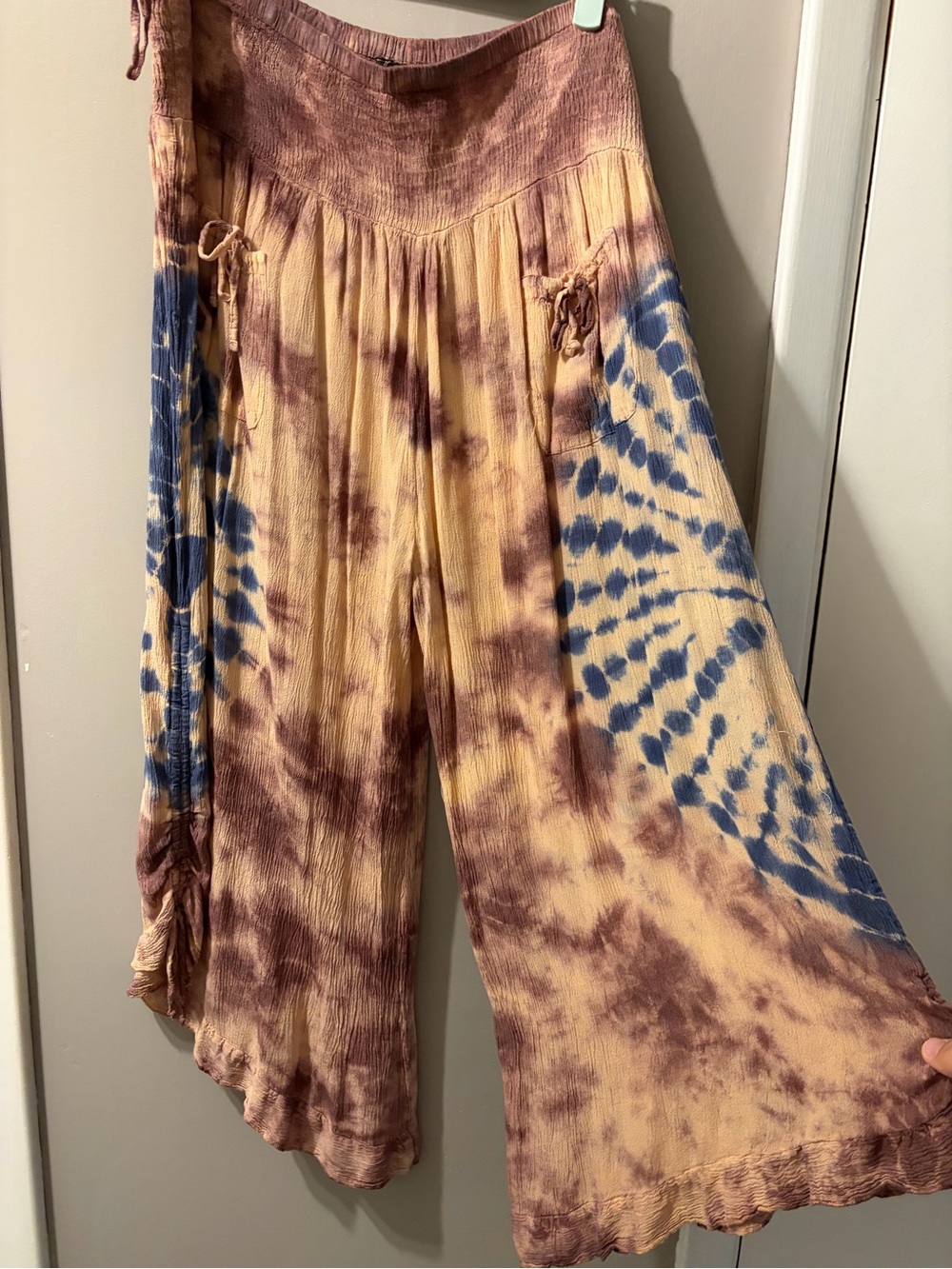 TC Tie-Dye Wide Leg Pants in Blue & Brown